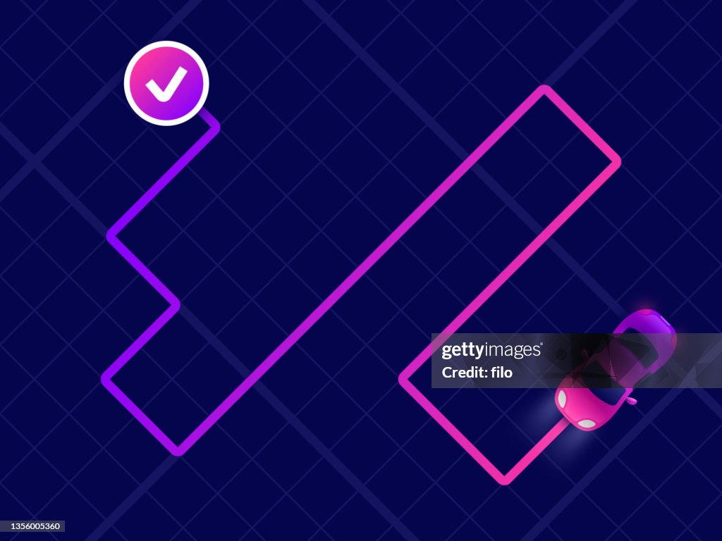 Route Mapping City Streets Car Ride
