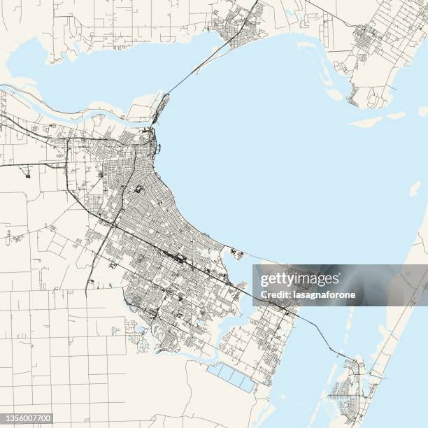 corpus christi, texas, usa vector map - padre island texas stock illustrations