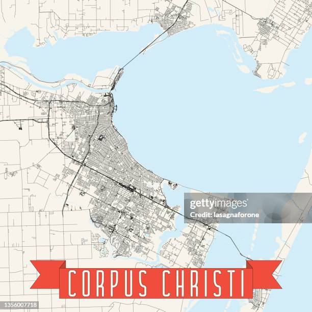 corpus christi, texas, usa vector map - padre island stock illustrations