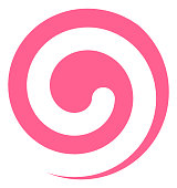 Pink spiral logo. Round helix sign. Circular motion sign
