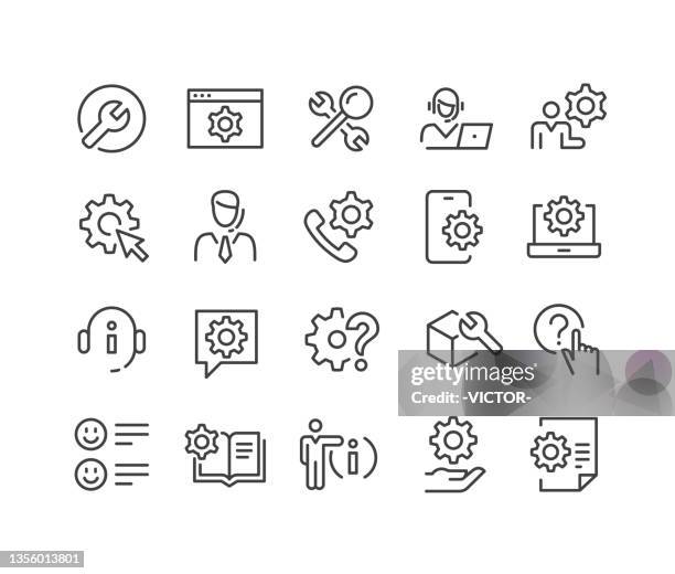 tech support icons - classic line series - it support icon stock illustrations