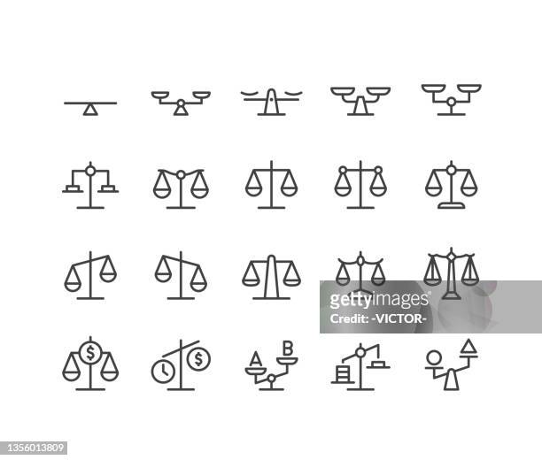 scale icons - classic line series - legal system stock illustrations