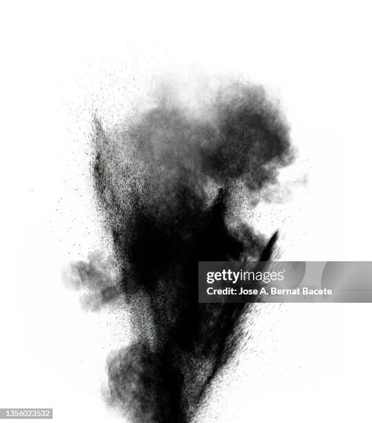 shock wave from an explosion of dust and smoke on a white background. - nuclear weapon stock-fotos und bilder