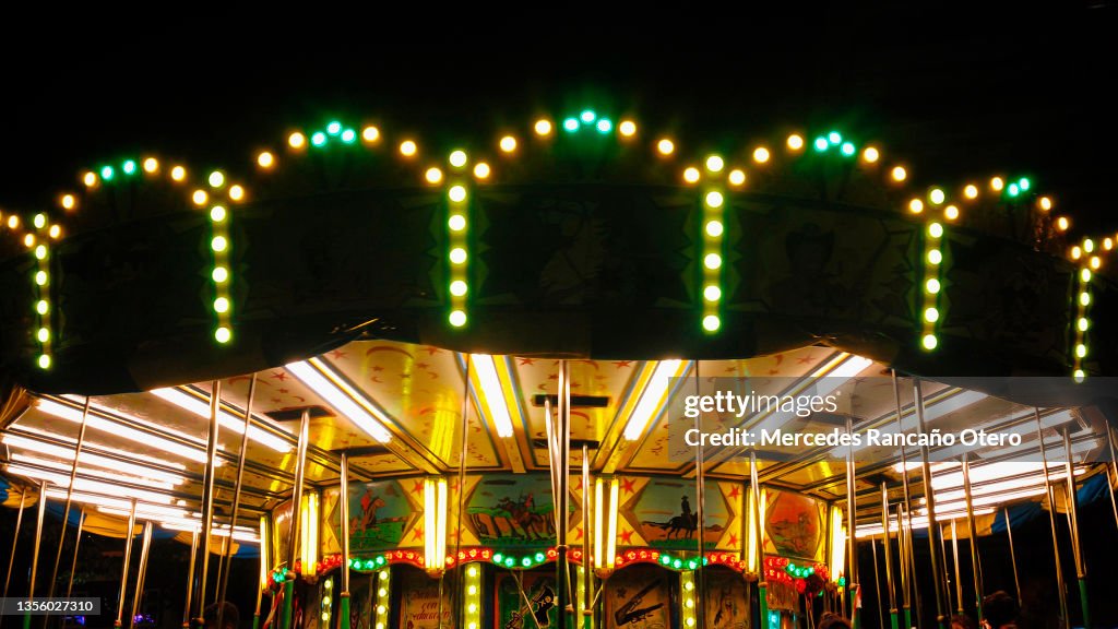 Multicolored upper part of a carousel
