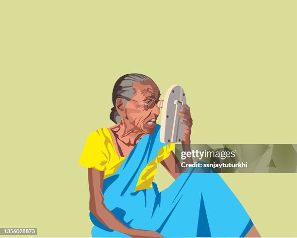 enjoying by looking herself into the mirror. - looking in mirror reflection stock illustrations