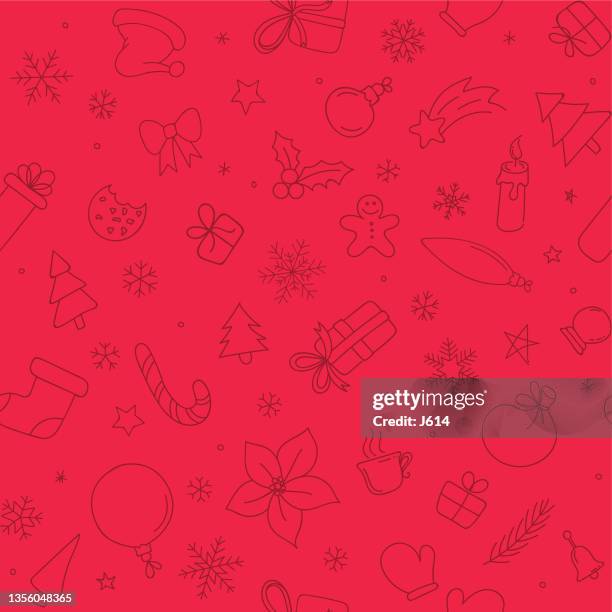 seamless christmas doodle pattern - red stockings stock illustrations