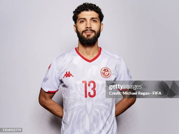 Ferjani Sassi of Tunisia poses during the Tunisia team presentation prior to the FIFA Arab Cup Qatar 2021 at Grand Hyatt Doha Hotel on November 28,...