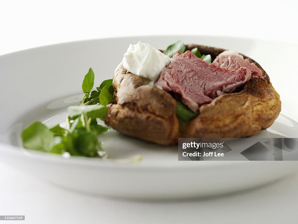 Beef and horseradish yorkshire pudding