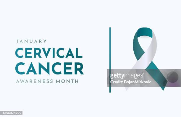 stockillustraties, clipart, cartoons en iconen met cervical cancer awareness month card, january. vector - cancer ribbon