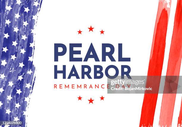 pearl harbor remembrance day watercolor background. vector - pearl harbor attack stock illustrations