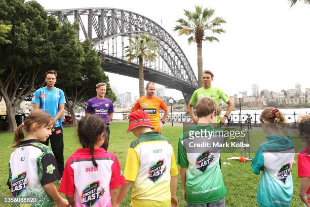 Harry Conway of the Adelaide Strikers, Nathan Ellis of the Hobart Hurricanes, Colin Munro of the Perth Scorchers and Chris Green of the Sydney...