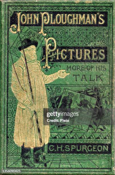 antiker buchumschlag 'john ploughman's pictures' - book cover vintage stock-grafiken, -clipart, -cartoons und -symbole