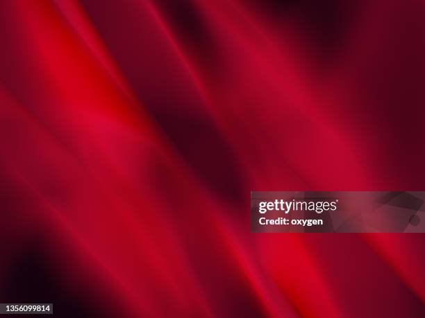 red satin abstract ribbon background. celebration anniversary valentine abstract background. soft flowing wave dark curve background - fabric manipulation ストックフォトと画像