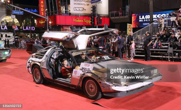 DeLorean is seen during the 89th Annual Hollywood Christmas Parade supporting Marine Toys For Tots on November 28, 2021 in Los Angeles, California.