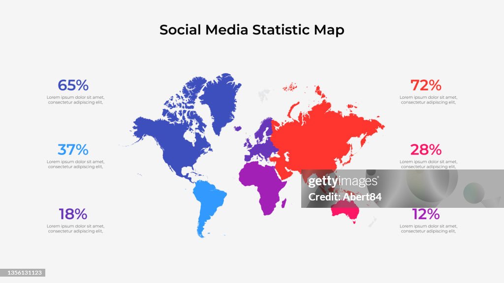 Statistic Data Map World Map Social Media Statistic Infographic Concept Illustration High ...