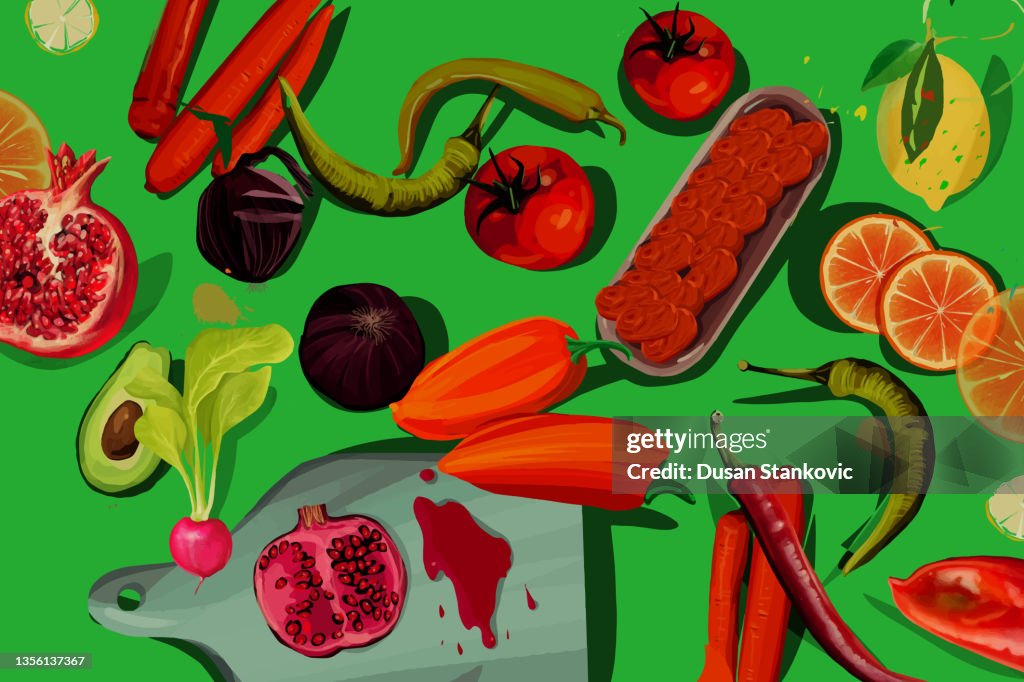 Delicious fruit and vegetables