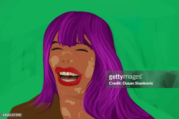 smiling woman with skin pigmentation - 30 year old pretty woman stock illustrations