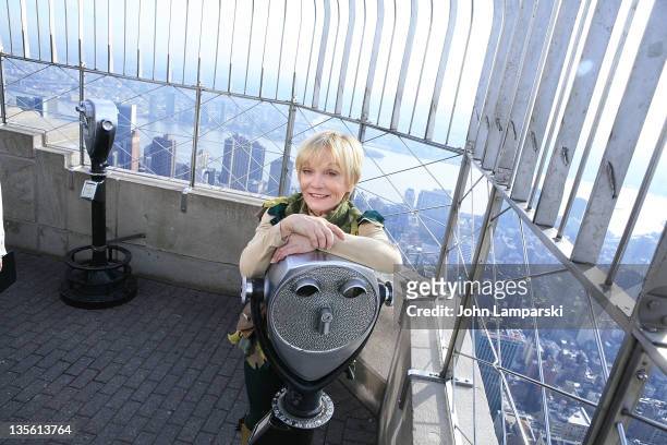 Cathy Rigby visits The Empire State Building on December 12, 2011 in New York City.