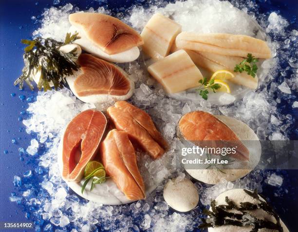 assorted cuts of fresh fish - codfish imagens e fotografias de stock