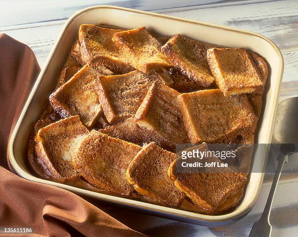 chocolate bread & butter pudding - bread butter stock pictures, royalty-free photos & images