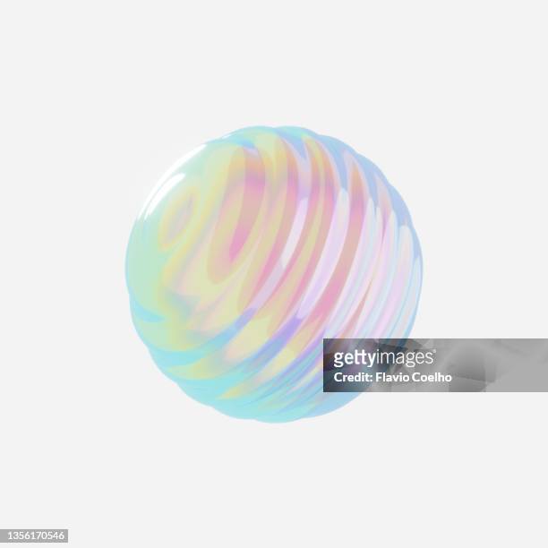 waves on multi-colored glass sphere - hologram imagens e fotografias de stock