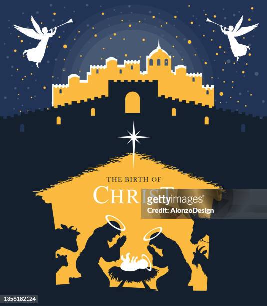 stockillustraties, clipart, cartoons en iconen met holy night. the birth of christ! - baby goats