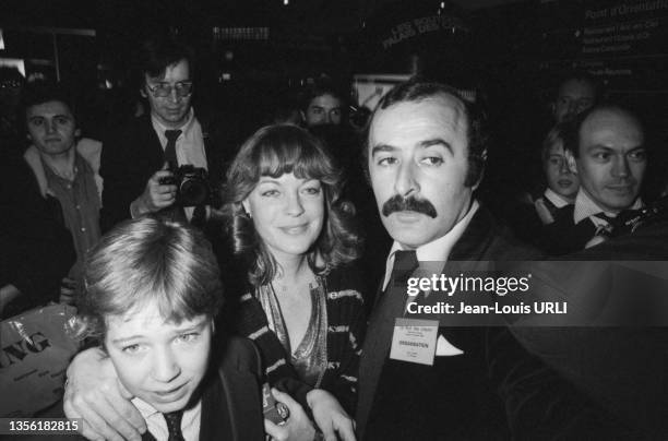 Romy Schneider et son fils David Lors de la soirée des Cesars au Palais des Congrès à Paris le 31 janvier 1981, France