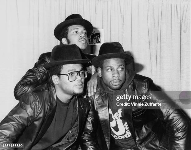 American hip hop group Run-DMC attend the 1987 Soul Train Music Awards, held at the Santa Monica Civic Auditorium in Santa Monica, California, 23rd...