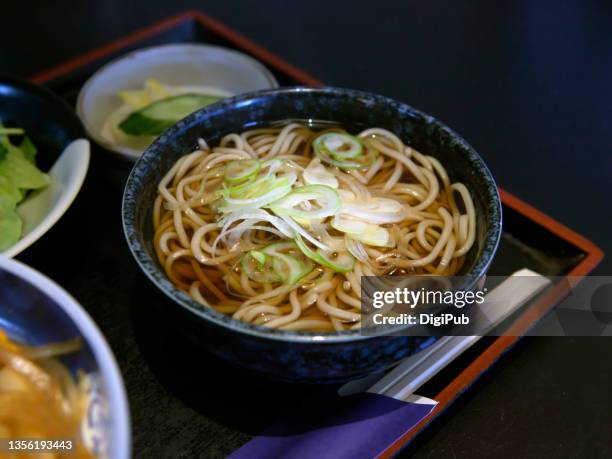 buckwheat soba noodle - buckwheat stock pictures, royalty-free photos & images