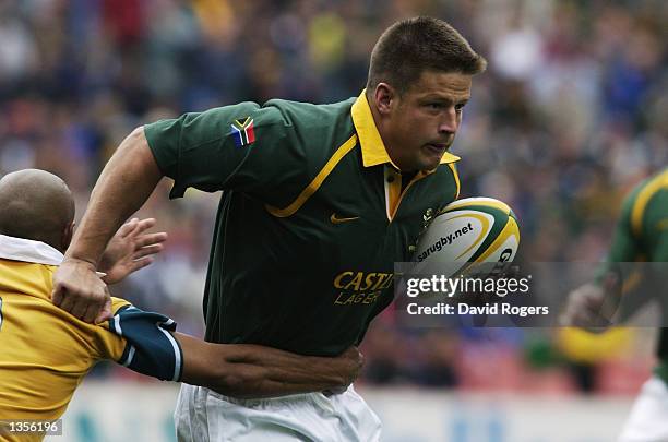 Bobby Skinstad of South Africa in action during the Tri Nations Rugby Union International match between South Africa and Australia at Ellis Park,...