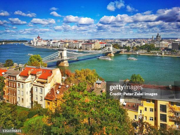 budapest cityscape with the chain bridge - budapest skyline stock pictures, royalty-free photos & images