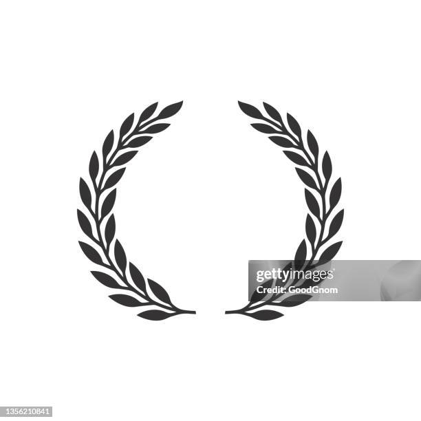 ilustraciones, imágenes clip art, dibujos animados e iconos de stock de silueta de corona - corona de laurel