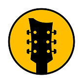 Guitar acoustic pick headstock vector design icon flat logo