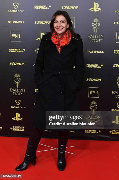 Anne Hidalgo, mayor of Paris attends the Ballon D'Or photocall at Theatre du Chatelet on November 29, 2021 in Paris, France.