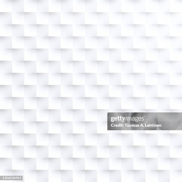 abstract and modern geometric background with white and light gray squares. 3d effect. - 3d pattern black and white stock pictures, royalty-free photos & images