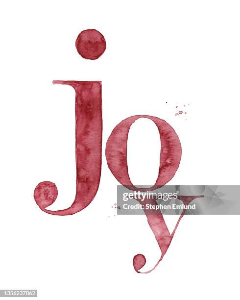 ilustraciones, imágenes clip art, dibujos animados e iconos de stock de pintura de acuarela navideña "joy" - joy