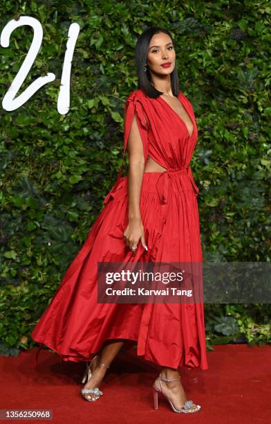 Maya Jama attends The Fashion Awards 2021 at the Royal Albert Hall on November 29, 2021 in London, England.