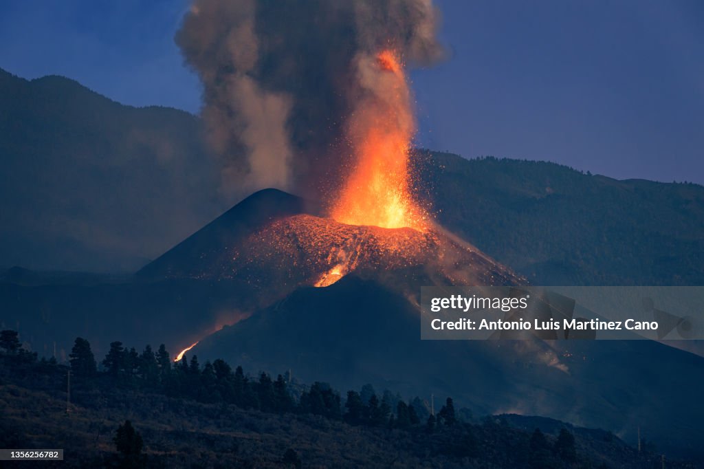 Volcano of Cumbre Vieja in the Canary Island of La Palma
