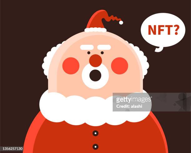 what is an nft? santa claus is talking about non-fungible token - offbeat stock illustrations