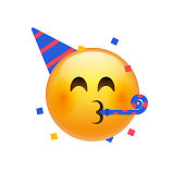 Birthday party emoji celebrate emoticon. Happy birthday face hat emoji