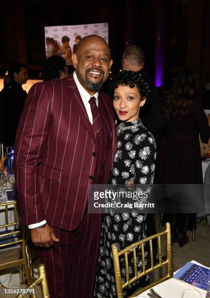 Forest Whitaker and Ruth Negga attend the GreenSlate Greenroom At The 2021 Gotham Awards at Cipriani Wall Street on November 29, 2021 in New York...