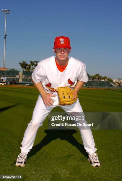 David Eckstein of the St. Louis Cardinals poses for this photo during Major League Baseball spring training on February 28, 2006 at Roger Dean...