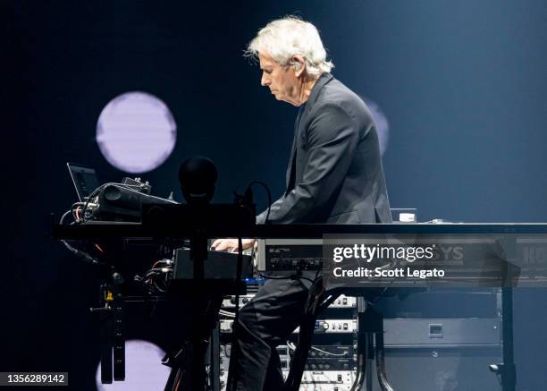 Tony Banks of Genesis performs during their "The Last Domino?" Tour at Little Caesars Arena on November 29, 2021 in Detroit, Michigan.