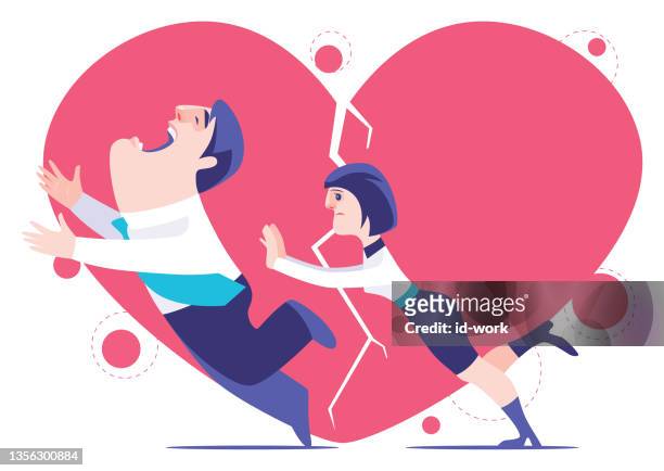 woman rejecting and pushing businessman - partner violence stock illustrations