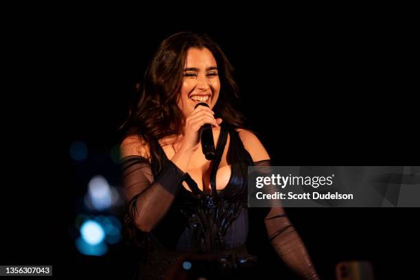 Singer Lauren Jauregui performs onstage in support of her solo debut EP "Prelude" at The Roxy Theatre on November 29, 2021 in West Hollywood,...