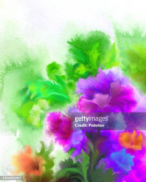 watercolor floral painted background - flower ink stock illustrations