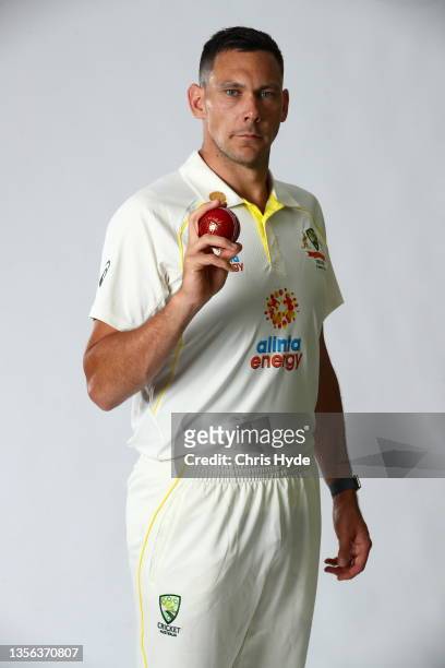 Scott Boland poses during the Australia Test Cricket Team headshots session at NCC on November 30, 2021 in Brisbane, Australia.