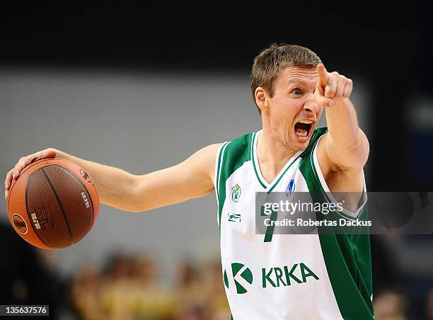 Simon Petrov, #7 of Krka Novo Mesto in action during the 2011-2012 Eurocup Regular Season Game Day 5 between Lietuvos Rytas v KRKA Novo Mesto on...