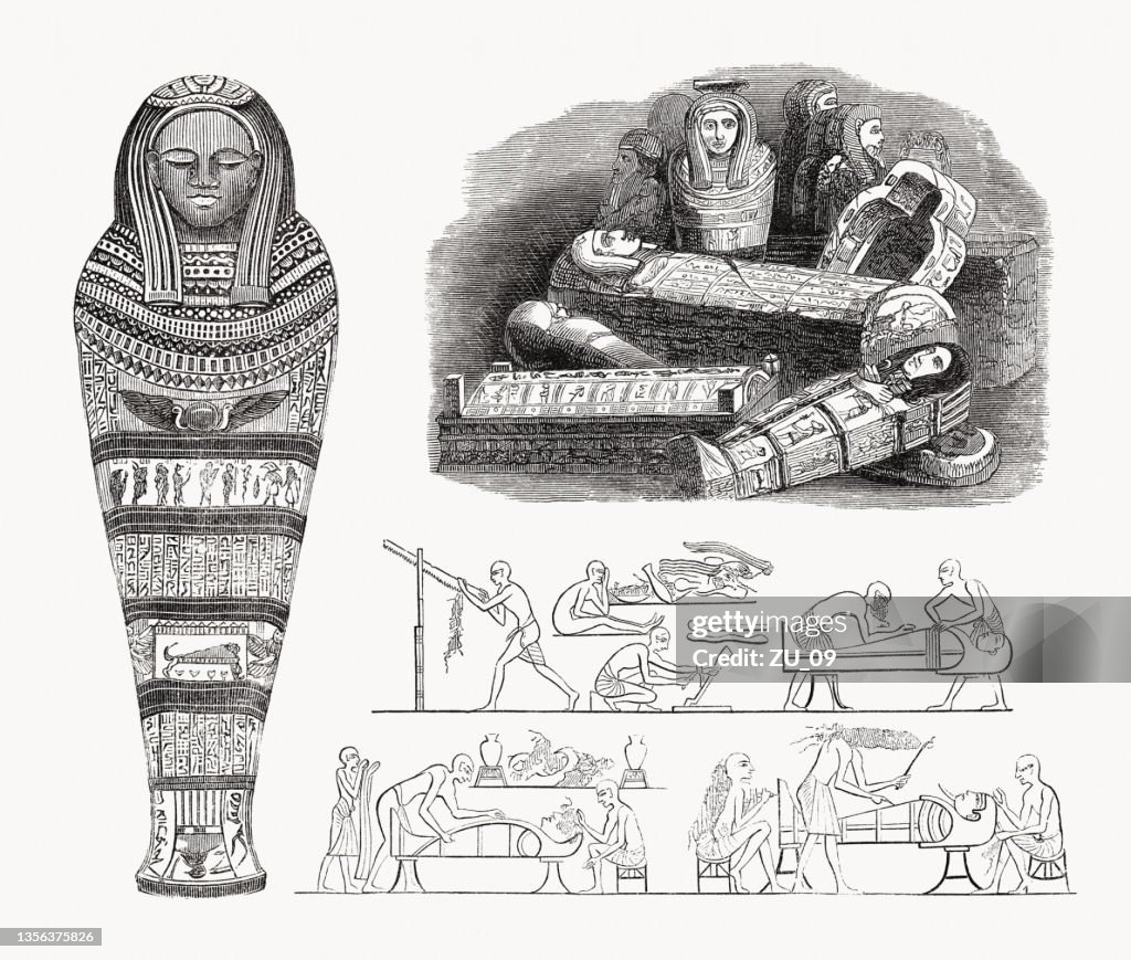 Ancient Egyptian Mummies Wood Engravings Published In 1862 High-Res ...