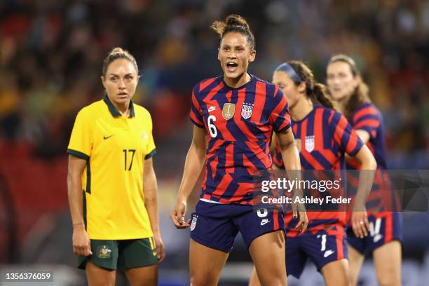 Lynn Williams of the USA reacts during game two of the International Friendly series between the Australia Matildas and the United States of America...